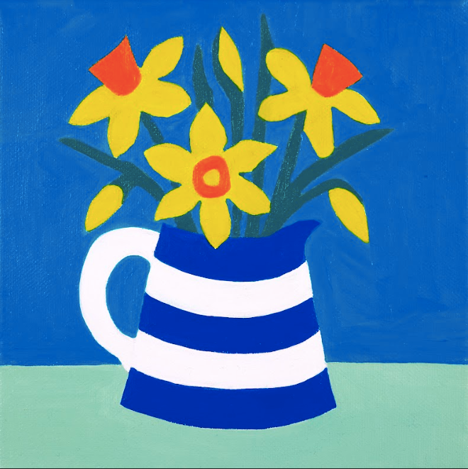 Daffodils in Jug - Greetings Card